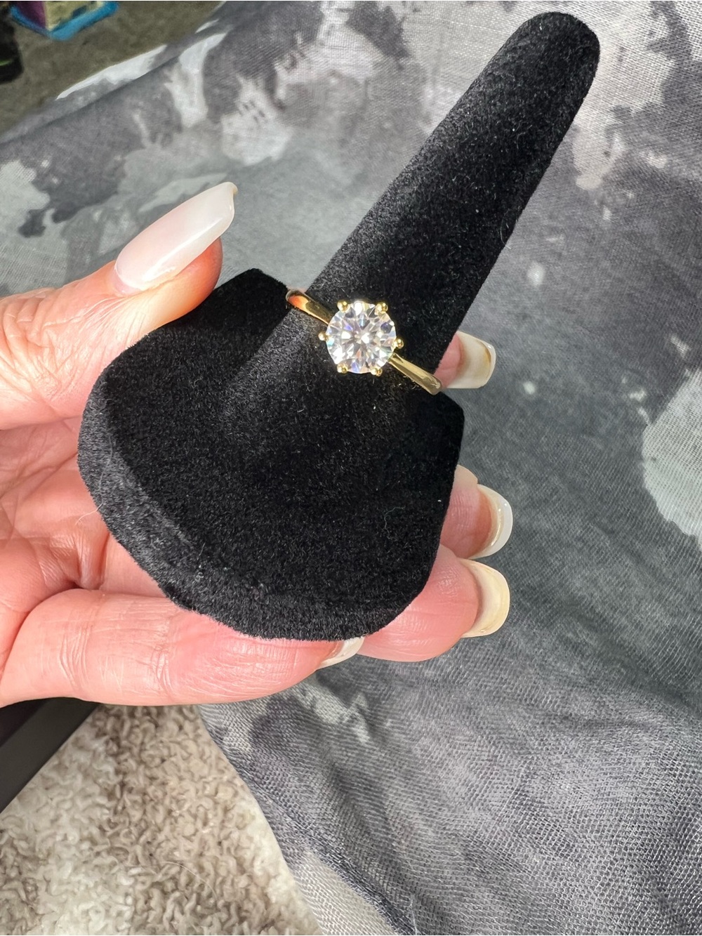 Classic 18k Gold over S925 Solitaire Ring with Moissanite Diamond